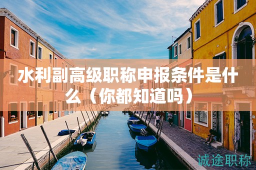 水利副高级职称申报条件是什么（你都知道吗）