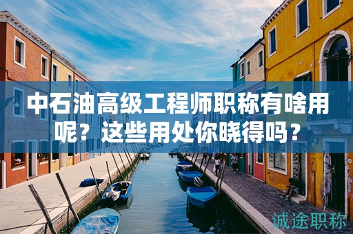 中石油高级工程师职称有啥用呢？这些用处你晓得吗？