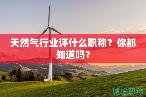 天然气行业评什么职称？你都知道吗？
