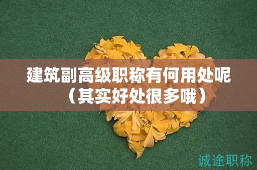 建筑副高级职称有何用处呢（其实好处很多哦）