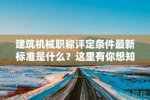 建筑机械职称评定条件最新标准是什么？这里有你想知道的