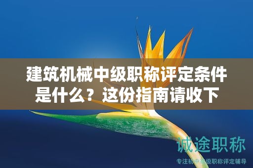 建筑机械中级职称评定条件是什么？这份指南请收下