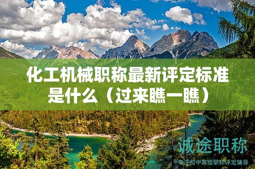 化工机械职称最新评定标准是什么（过来瞧一瞧）