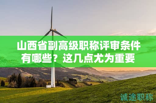 山西省副高级职称评审条件有哪些？这几点尤为重要