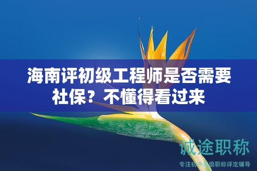 海南评初级工程师是否需要社保？不懂得看过来