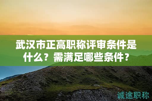 武汉市正高职称评审条件是什么？需满足哪些条件？