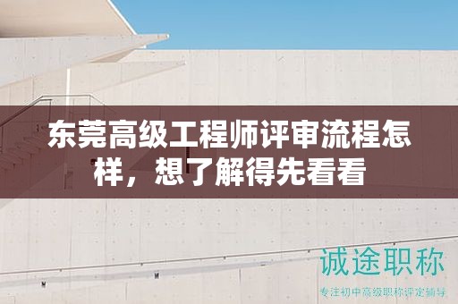 东莞高级工程师评审流程怎样，想了解得先看看