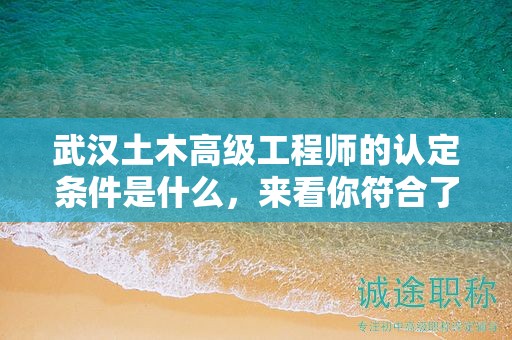 武汉土木高级工程师的认定条件是什么，来看你符合了吗