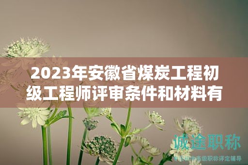 2023年安徽省煤炭工程初级工程师评审条件和材料有哪些？