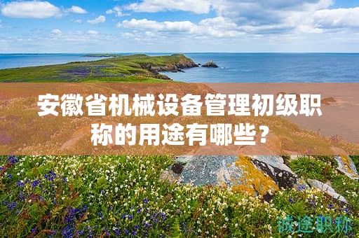 安徽省机械设备管理初级职称的用途有哪些？