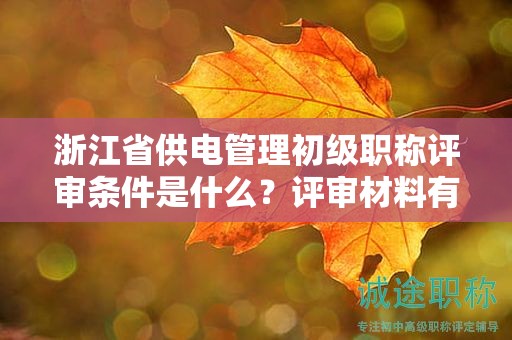 浙江省供电管理初级职称评审条件是什么？评审材料有哪些？