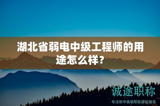 湖北省弱电中级工程师的用途怎么样？