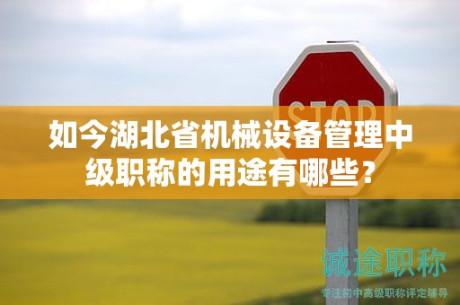 如今湖北省机械设备管理中级职称的用途有哪些？