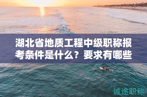 湖北省地质工程中级职称报考条件是什么？要求有哪些？