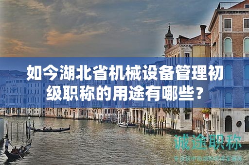 如今湖北省机械设备管理初级职称的用途有哪些？