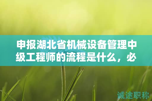 申报湖北省机械设备管理中级工程师的流程是什么，必须了解
