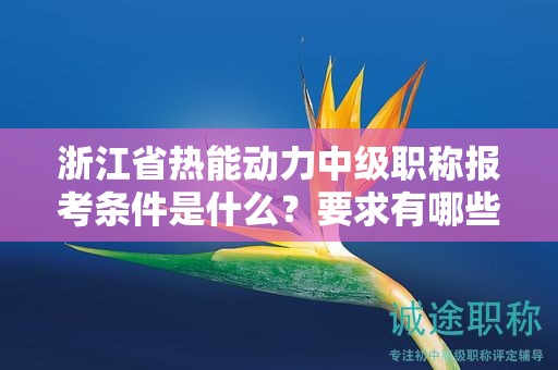 浙江省热能动力中级职称报考条件是什么？要求有哪些？
