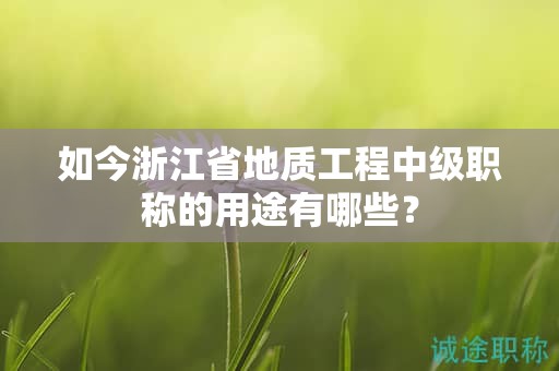 如今浙江省地质工程中级职称的用途有哪些？