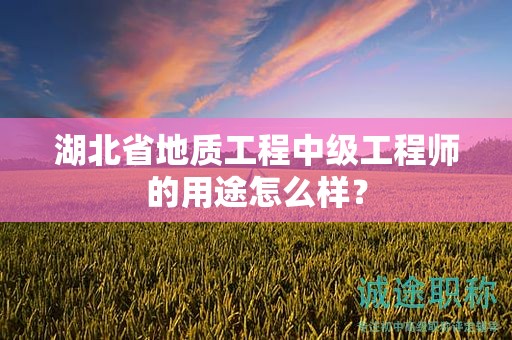 湖北省地质工程中级工程师的用途怎么样？