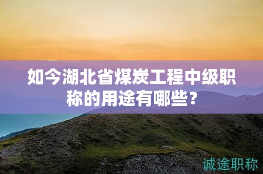 如今湖北省煤炭工程中级职称的用途有哪些？