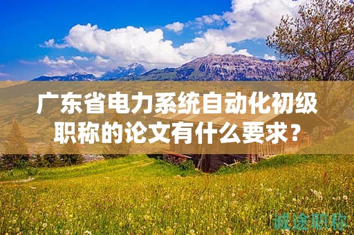 广东省电力系统自动化初级职称的论文有什么要求？