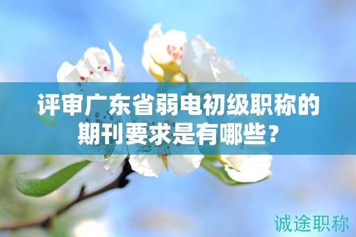 评审广东省弱电初级职称的期刊要求是有哪些？