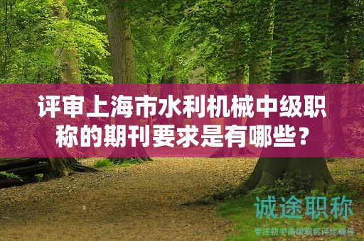 评审上海市水利机械中级职称的期刊要求是有哪些？