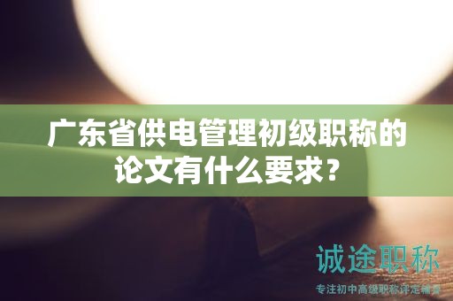 广东省供电管理初级职称的论文有什么要求？
