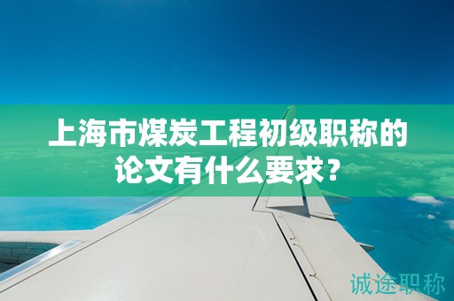上海市煤炭工程初级职称的论文有什么要求？
