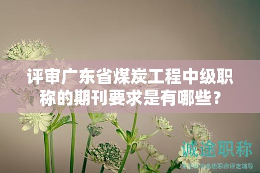 评审广东省煤炭工程中级职称的期刊要求是有哪些？