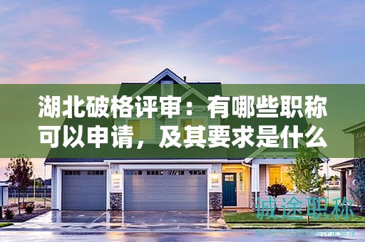 湖北破格评审：有哪些职称可以申请，及其要求是什么？