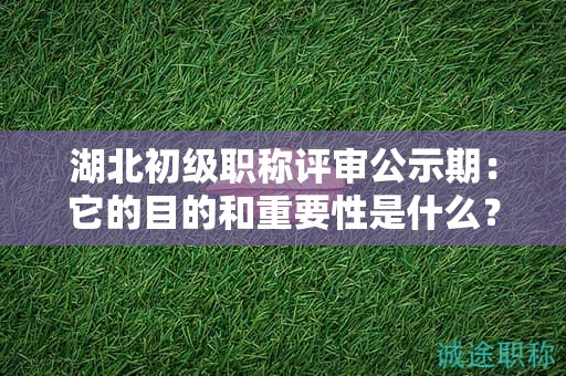 湖北初级职称评审公示期：它的目的和重要性是什么？