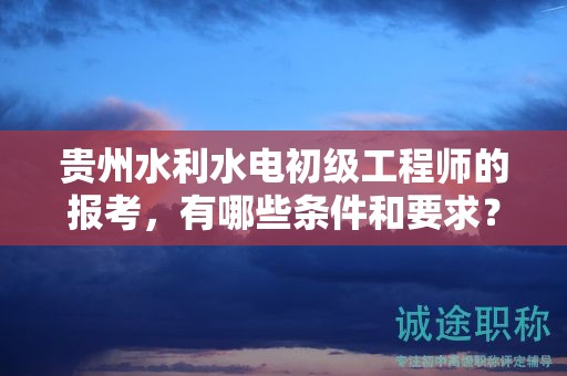 贵州水利水电初级工程师的报考，有哪些条件和要求？