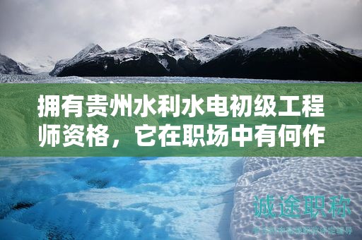 拥有贵州水利水电初级工程师资格，它在职场中有何作用？
