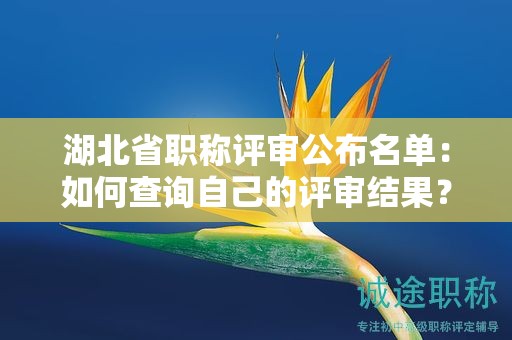 湖北省职称评审公布名单：如何查询自己的评审结果？