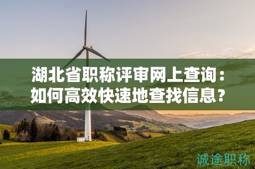 湖北省职称评审网上查询：如何高效快速地查找信息？