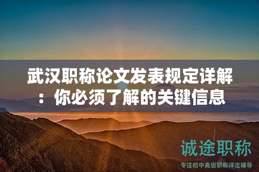武汉职称论文发表规定详解：你必须了解的关键信息