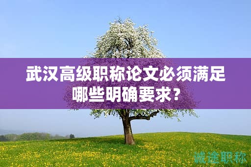武汉高级职称论文必须满足哪些明确要求？