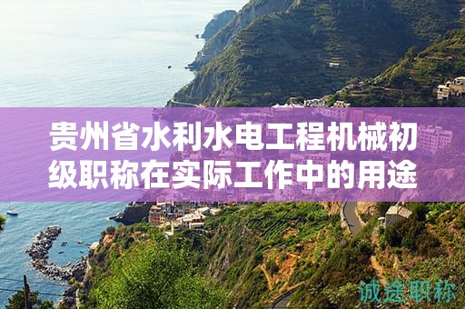 贵州省水利水电工程机械初级职称在实际工作中的用途有哪些？
