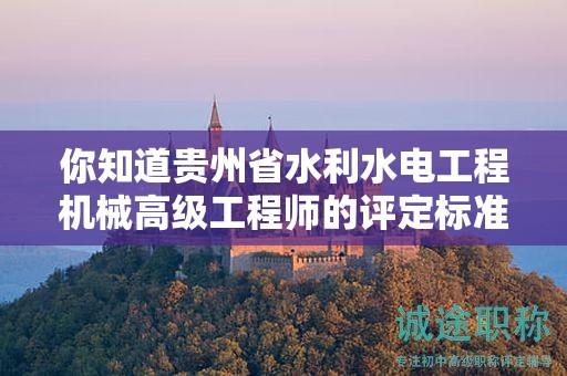 你知道贵州省水利水电工程机械高级工程师的评定标准是什么吗？