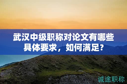 武汉中级职称对论文有哪些具体要求，如何满足？