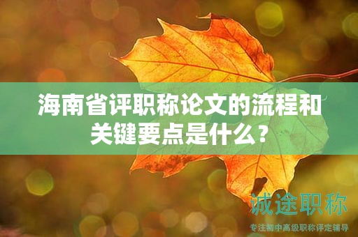 海南省评职称论文的流程和关键要点是什么？