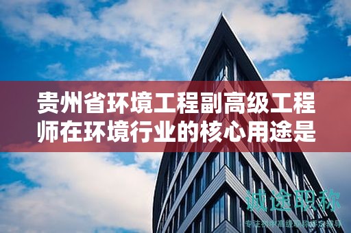 贵州省环境工程副高级工程师在环境行业的核心用途是什么？