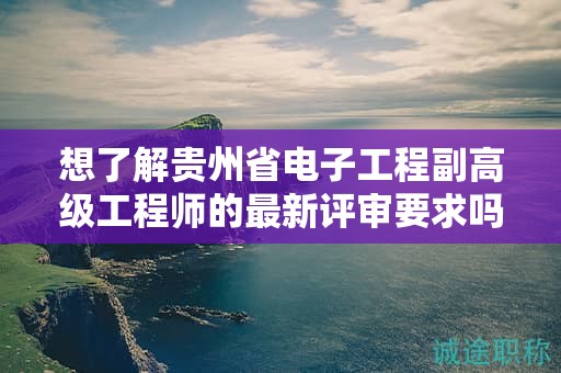 想了解贵州省电子工程副高级工程师的最新评审要求吗？