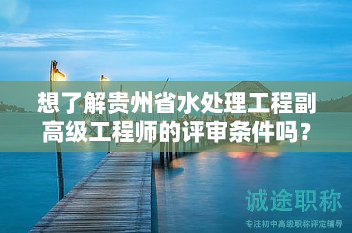 想了解贵州省水处理工程副高级工程师的评审条件吗？