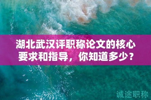 湖北武汉评职称论文的核心要求和指导，你知道多少？