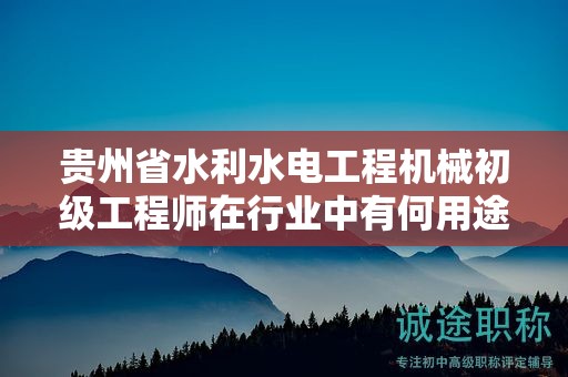 贵州省水利水电工程机械初级工程师在行业中有何用途？