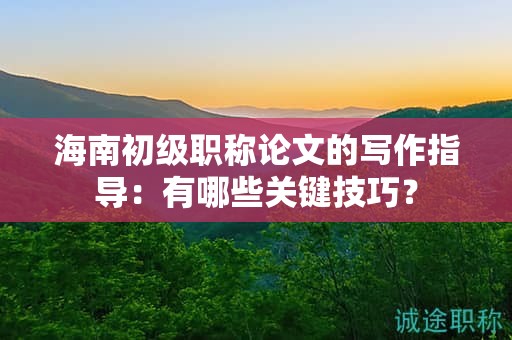 海南初级职称论文的写作指导：有哪些关键技巧？