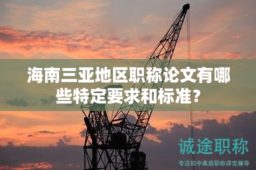 海南三亚地区职称论文有哪些特定要求和标准？