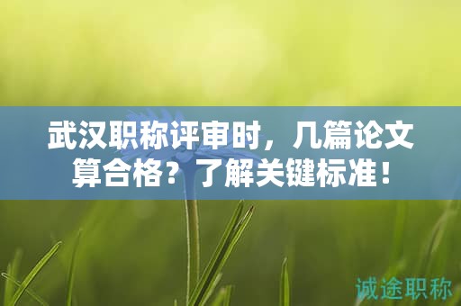 武汉职称评审时，几篇论文算合格？了解关键标准！